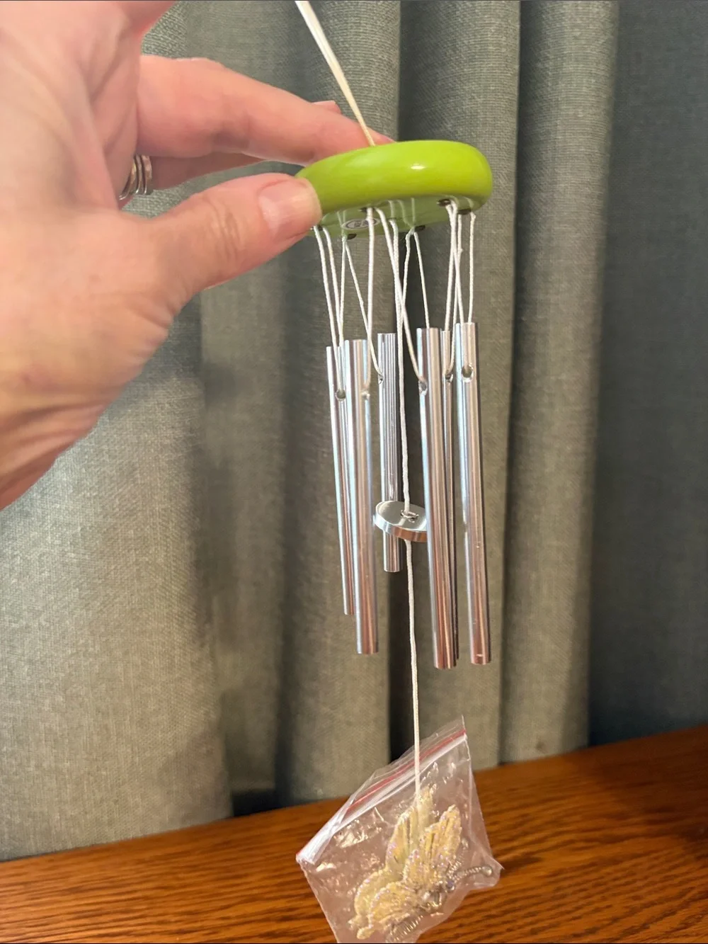 Lime Green Metal Wind Chime Accent